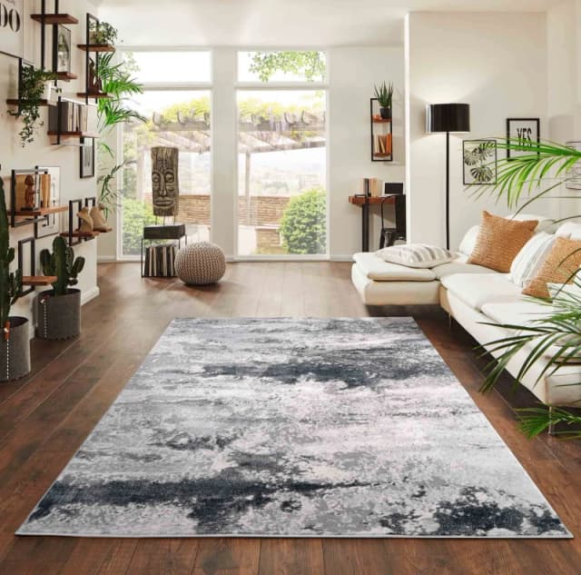 Desire Rugs Onyx Modern Abstract Area Rug - Stylish Sprayed Design for Elegant Interiors in Silver Size: 200cm x 290cm Silver Unisex 200cm x 290