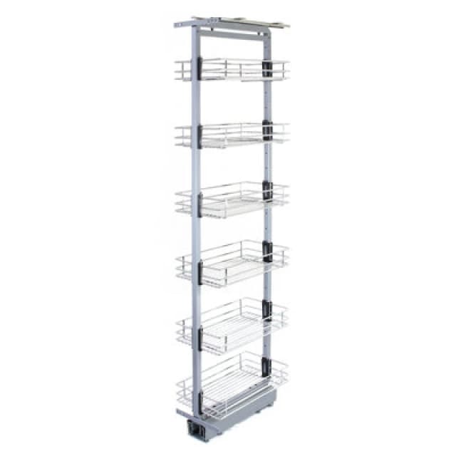Pull Out Kitchen Larder Soft Close Slide Out Storage Baskets Metal 190-220cm H, 46cm D