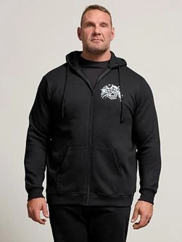 BadRhino BadRhino Men Skull Military Zip Through Hoodie in Black Size: large Black L Male 5063589961815