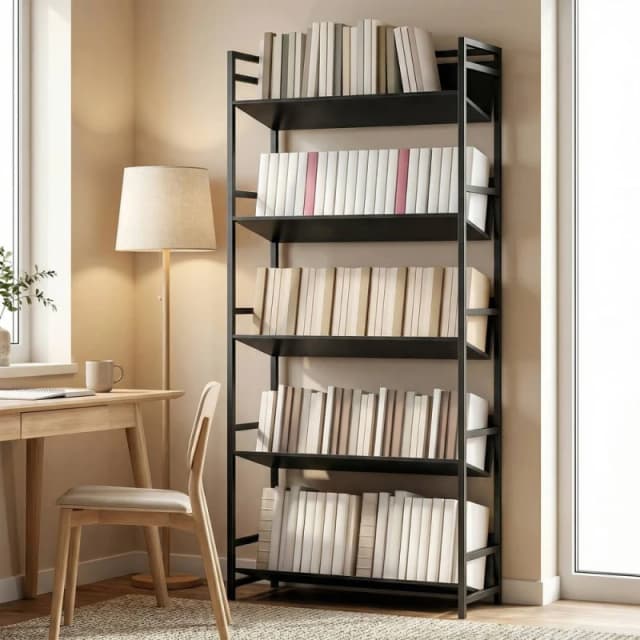 HOMCOM Bookcase Anti Slip Design 5-Tier in Black Unisex