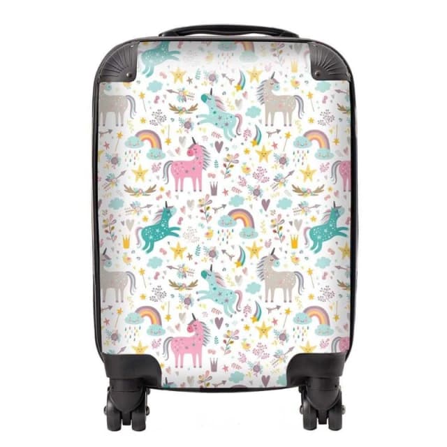 Warren Reed - Designer Unicorn & Rainbows Suitcase in Blue Size: Large Blue Unisex Large