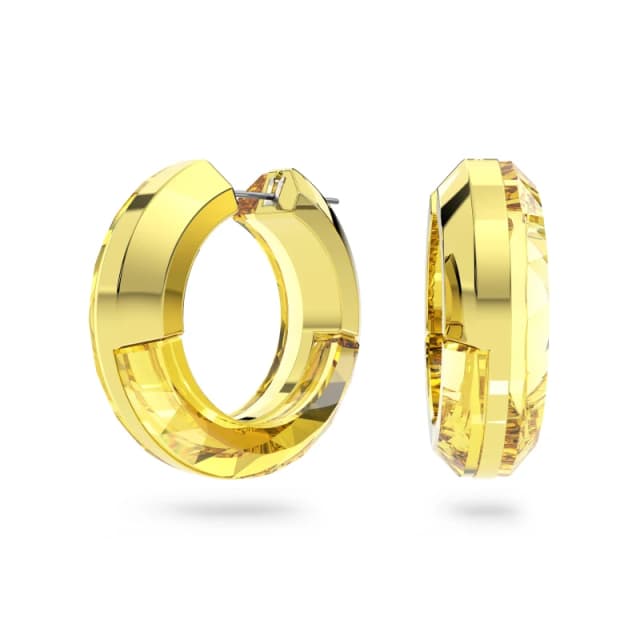 Swarovski Lucent hoop earrings, Statement, Round shape, Yellow - Blue Blue One Size