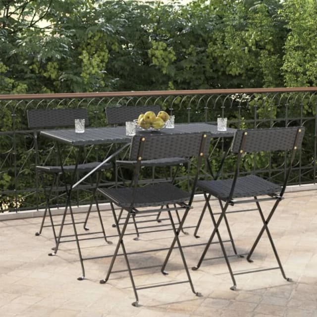 VIDAXL Folding Bistro Chairs 4 pcs Black Poly Rattan and Steel Vidaxl 8720845666071