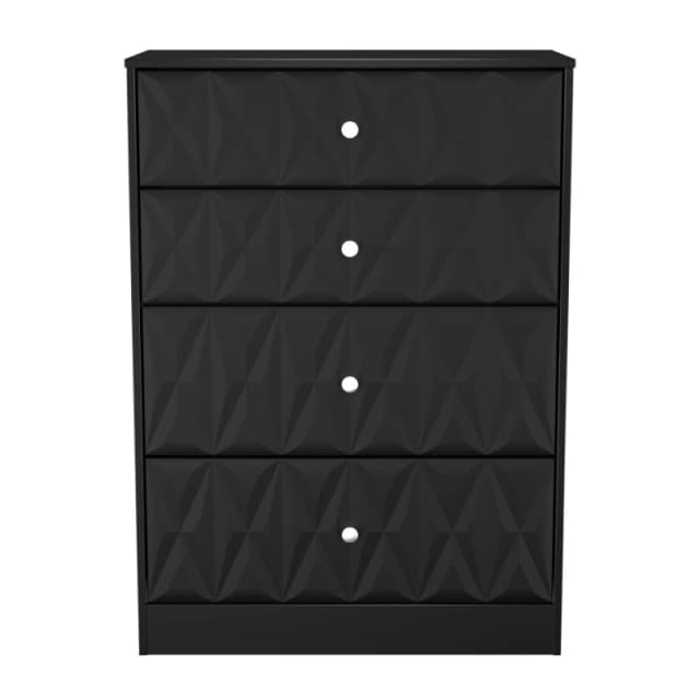 Genoa Ready Assembled Matt Black 4 Drawer Deep Chest (H)1063mm (W)766mm (D)395mm