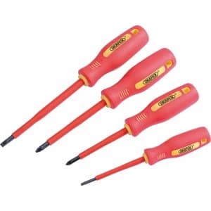 Draper 4 Piece VDE Insulated Pozi and Slotted Screwdriver Set