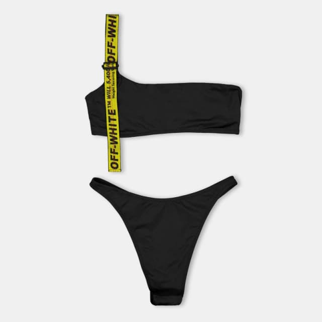 Off White Womens Aysm Asymmetric Bikini Set Black female 4 (3XS)