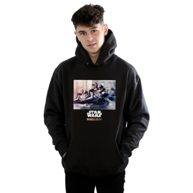 Star Wars Star Wars Men The Mandalorian Scout Troopers Hoodie in Black Size: Small Black S Male 5059400106206