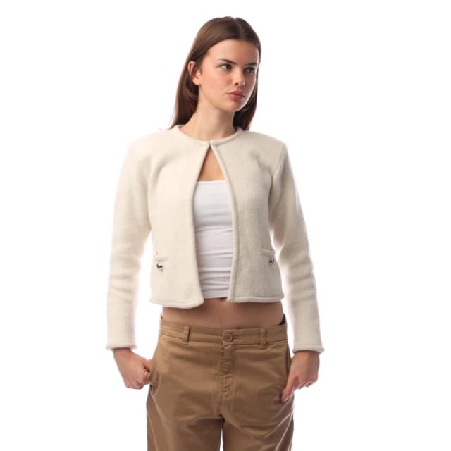 Boss Womens Ficily Knitted Sweater Vest Open White female 8 (S)