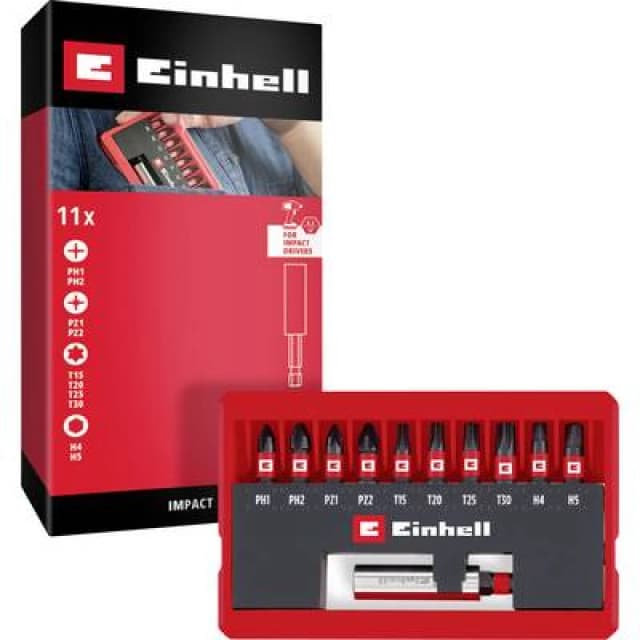Einhell 11 Piece Impact Screwdriver Bit Set in Pocket Case 49118673