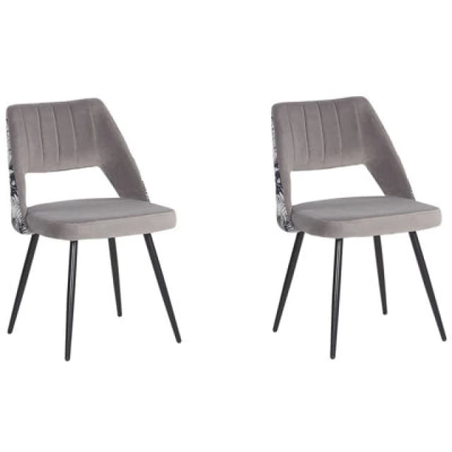 Beliani Set Of 2 Dining Chairs Ansley Velvet Grey