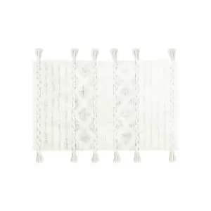 The Linen Yard Diamond Tassel Bath Mat (One Size) (Natural/Ivory)