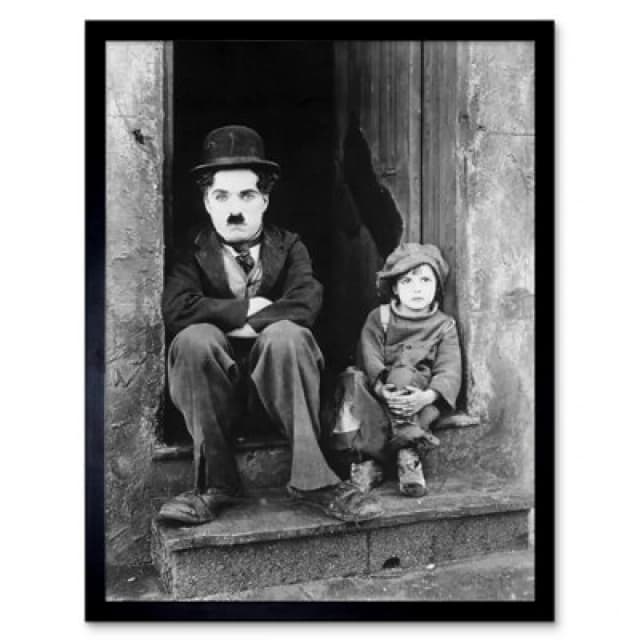Artery8 Silent Movie Still Charlie Chaplin The Kid Photo 12X16" Framed Wall Art Print