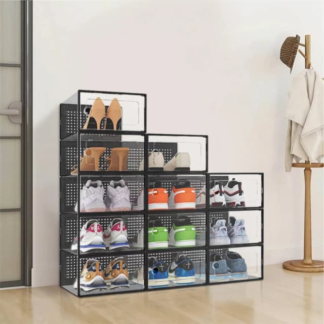 Kabinet UK 12x Stackable Shoe Storage Box Black unisex Medium