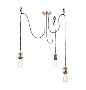 Inlight Padua 3-Light E27 Pendant Cord Set Copper & Black