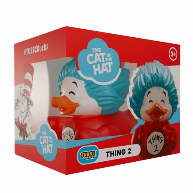 TUBBZ Boxed Edition: The Cat in the Hat - Thing 2 Cosplaying Rubber Duck Vinyl Figure - Official Collectible for Fans of Dr Seuss Thing 2 (Boxed)