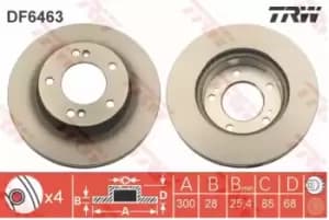 TRW Brake disc Vented DF6463 Brake rotor,Brake discs SSANGYONG,RODIUS II,RODIUS,Stavic SUV