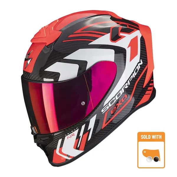 Scorpion Exo-R1 Evo Carbon Air Supra Black-Red Full Face Helmet Size S