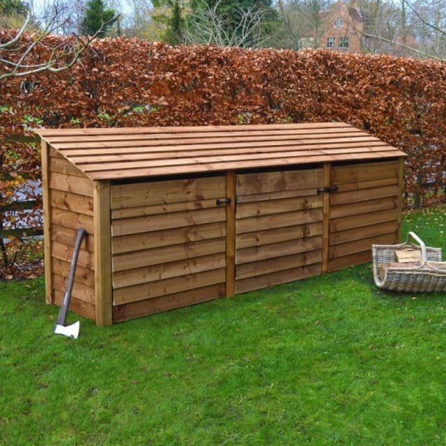 Rutland County Garden Furniture Ltd Empingham 4ft Log Store with Doors, L80 x W340 x H128 cm, Rustic Brown Brown Unisex