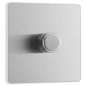 BG Evolve Brushed Steel 2 Way Trailing Edge LED Push On / Off Single Dimmer Switch - 200W