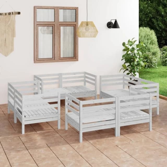 VIDAXL 8 Piece Garden Lounge Set White Solid Pinewood vidaXL 8720286683101