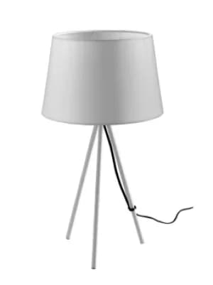 MARILYN Table Lamp with Round Tapered Shade White, Cotton Lampshade 30x58.5cm