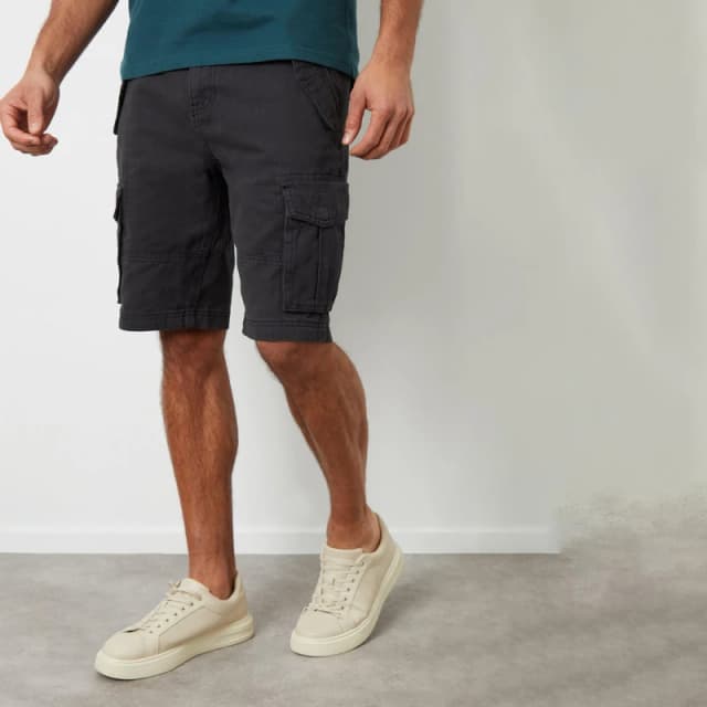 Threadbare 'Lasgo' Cotton Twill Utility Cargo Shorts Black