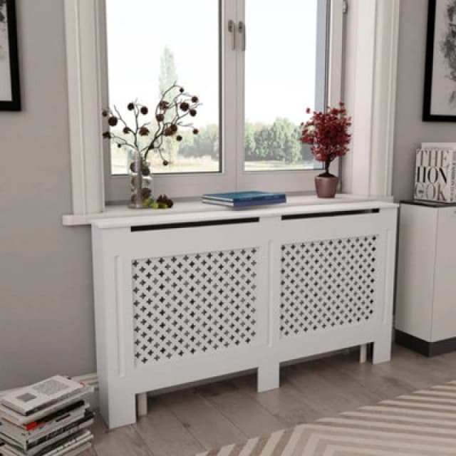 vidaXL Radiator Cover White MDF with a Matte Finish Heating Radiator Cover
