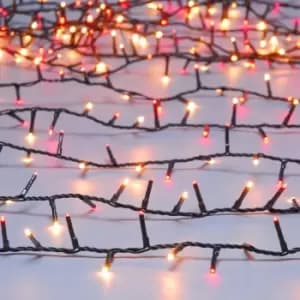 Festive Indoor & Outdoor 9ft Christmas Tree Sparkle Lights 2000 Red & Warm White LEDs