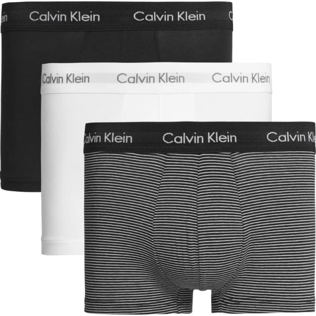 Calvin Klein 3 Pack Low Rise Trunks White/Stripe/Black M