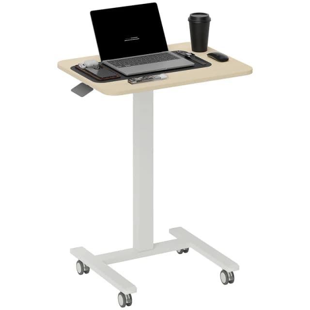 Vinsetto Standing Desk Sit Stand Desk with 4 Rolling Wheels - Natural TJ Hughes 5061025115631