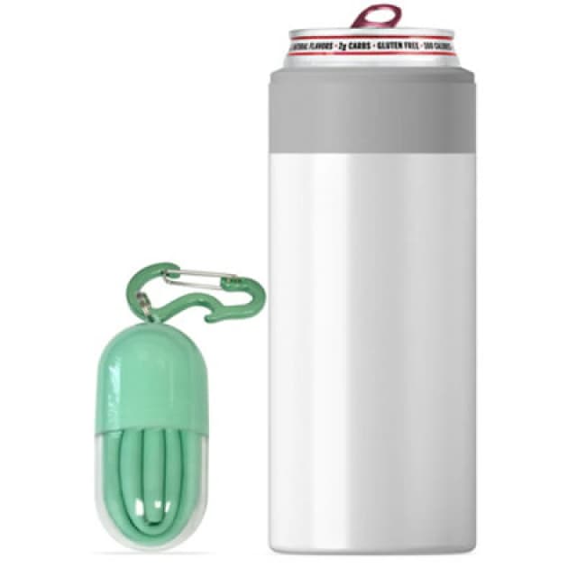 asobu Skinny Can Kuzie Insulated Stainless Steel Sleeve 350ml White White