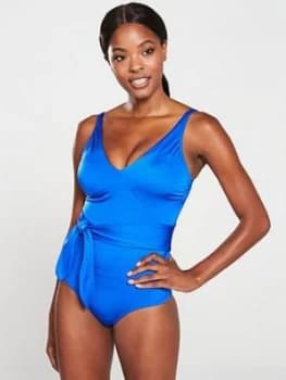 Pour Moi Azure Wrap Control Suit - Deep Blue, Deep Blue, Size 10, Women