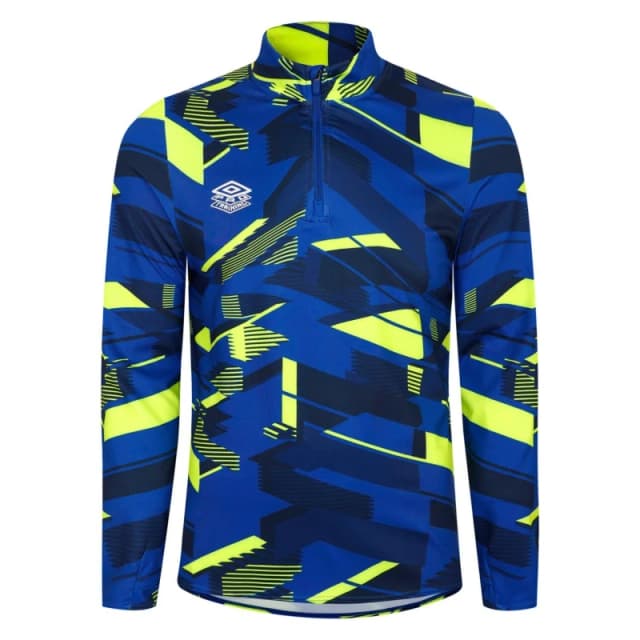 Umbro Premier Graphic Warm Up Mid Layer Top Blue Yellow male S