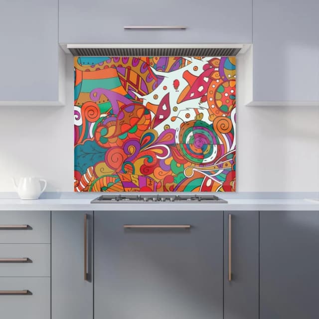 Warren Reed - Designer Mehndi Design Kitchen Splashback in Red Size: 900mm x 650mm Red Unisex 900mm x 650mm