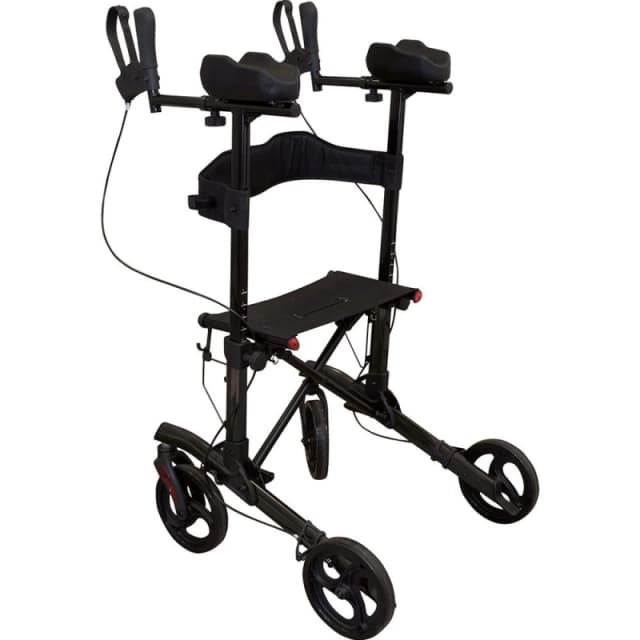Loops Black Lightweight Aluminium Forearm Rollator Mobility Aid - 136kg Weight Limit Black