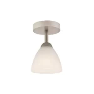 Adriano Semi Flush Light, Glass Shade, White Beech, 1x E27