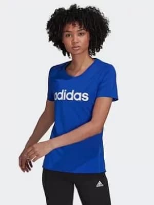 adidas Design 2 Move Logo T-Shirt, Blue/White Size M Women