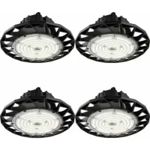 4 pack High Bay Emergency Pendant Light 200W Daylight White LED - Matt Black