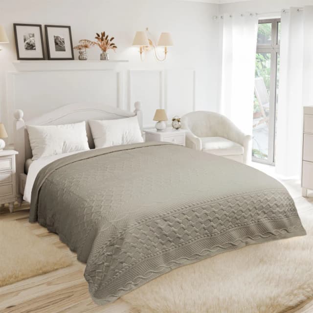 Emma Barclay Bedspread Quilted Aran Stone Cream unisex Double