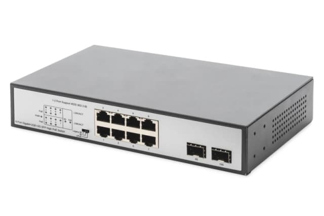 Digitus 8-Port Gigabit PoE Networkswitch. Desktop. unmanaged. 2 Uplink