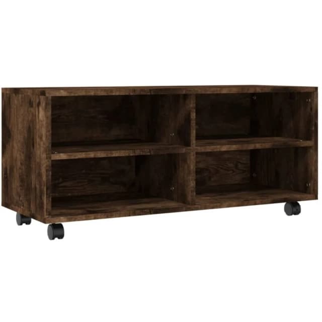 vidaXL TV Cabinet With Castors Smoked Oak 90x35x35cm Engineered Wood, Brown 815258