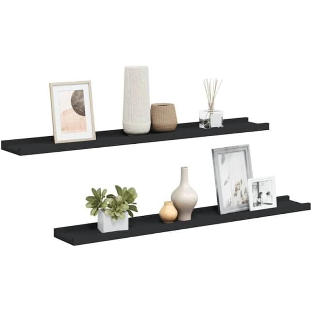 VIDAXL Picture Frame Ledge Shelves 2 pcs Black 80x9x3cm MDF vidaXL 8720286075647