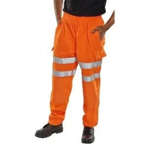B Seen Jogging Bottoms Hi Vis Zip Pockets 2XL Orange Ref BSJBORXXL Up