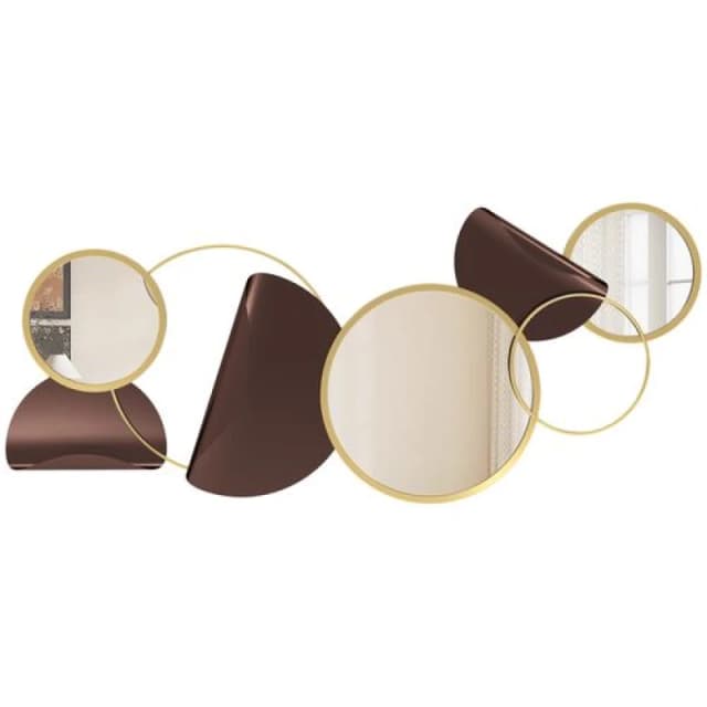 HOMCOM Metal Wall Art, Decorative Mirror Decor for Living Room, Gold Tone Gold