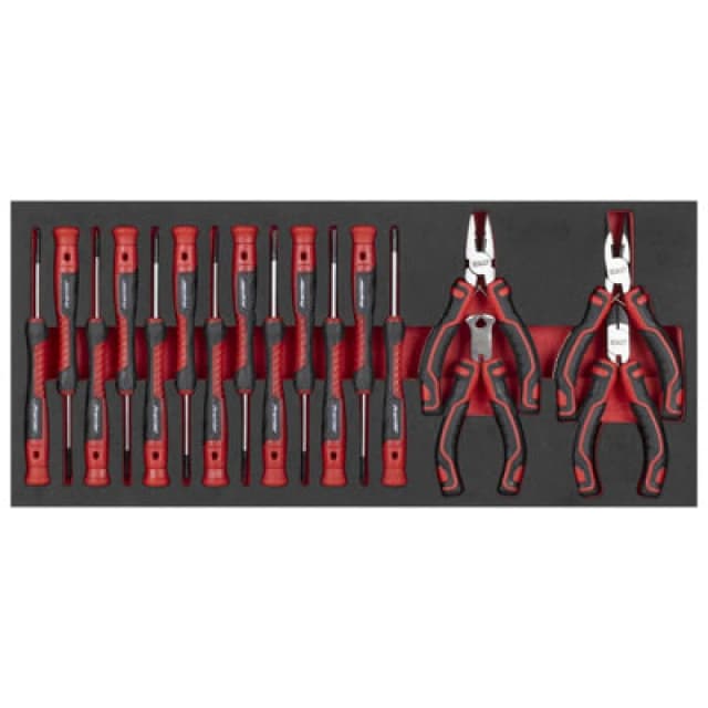 Sealey Premier 17 Piece Pliers and Precision Screwdriver Set in Module Tray TBT67