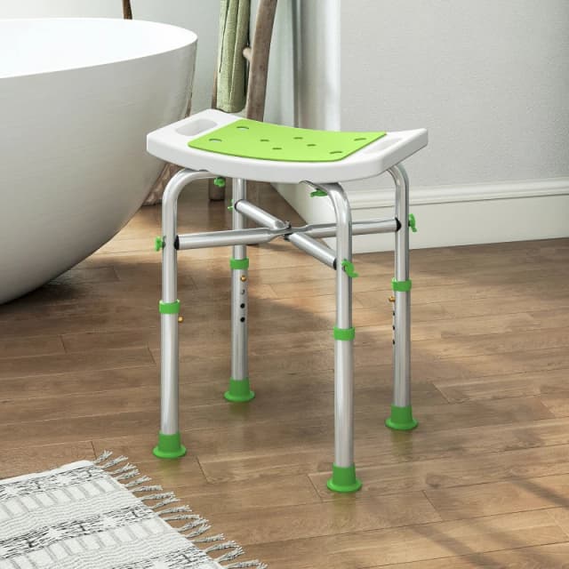 HOMCOM HOMCOM Adjustable Shower Stool with Foot Pads for Elderly Disabled Green Green One Size Unisex 5063603057135
