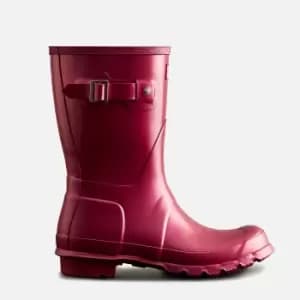 Hunter Womens Original Nebula Short Wellies - Hayes Burgundy - UK 4