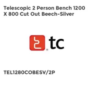 TC Group Telescopic 2 Person Bench 1200 x 800 Cut Out Beech-silver