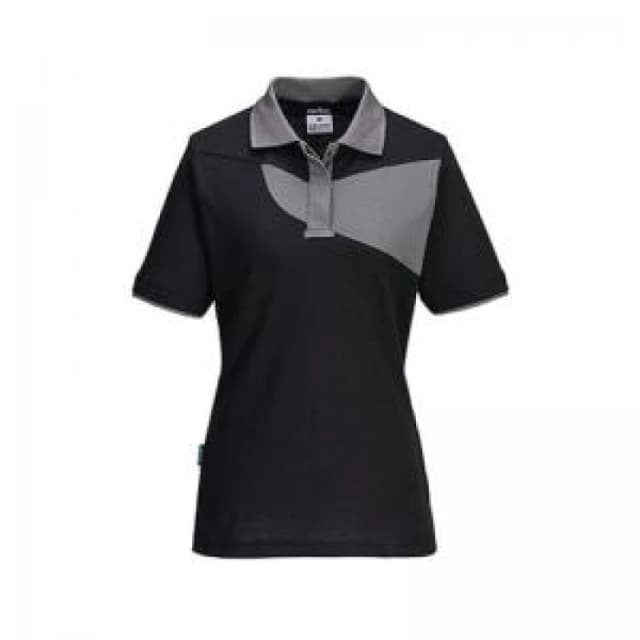 Portwest PW2 Womens Polo Shirt PW219BZRL Colour: Black / Zoom Grey
