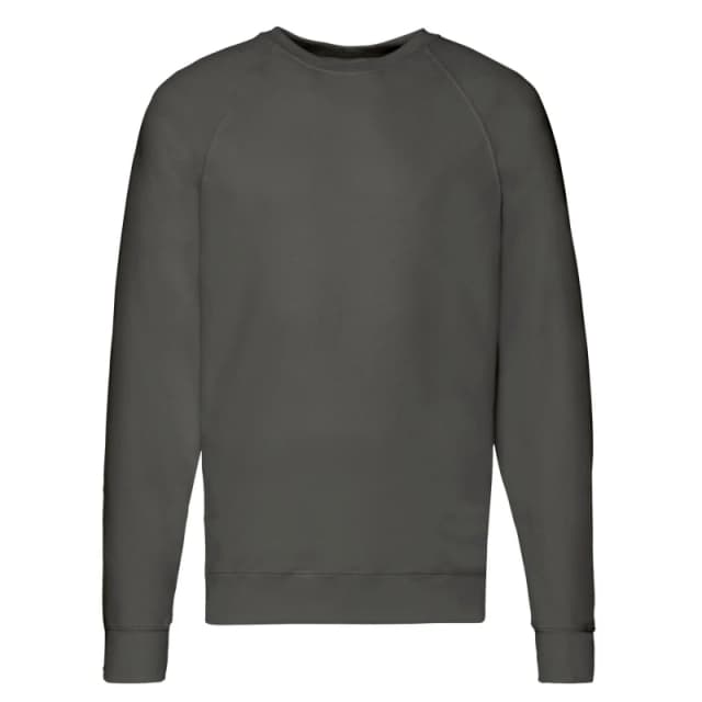 Fruit Of The Loom Fruit of the Loom Men Lightweight Raglan Sweatshirt in Mid Grey Size: Small Mid Grey S Male 5063470706723